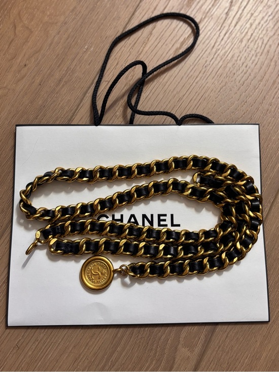 Authentic CHANEL CHUNKY Vintage 1994 belt gold leather 90cm main image 8